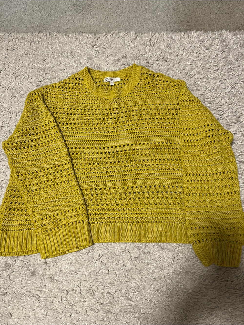 Reitmans Open-Knit Mustard Yellow Crewneck Sweater